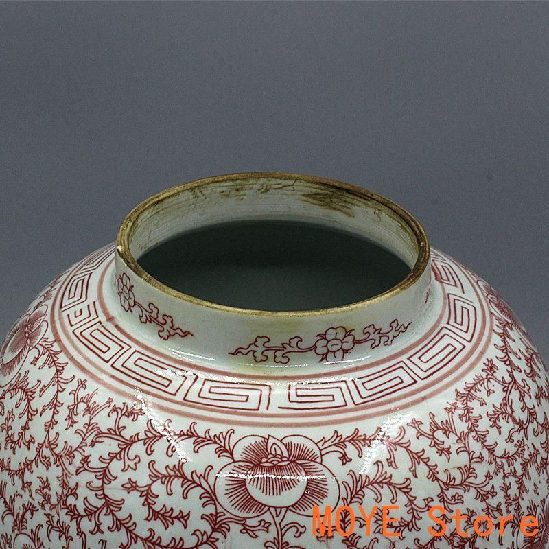 景徳鎮 陶磁器 喜字将軍缶茶筒 装飾品 工芸品 置物 中国美術 四喜紅将軍缶 景徳鎮 陶磁器 装飾品 現代工芸品 美術品