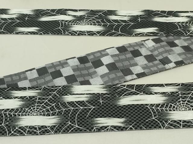 平和屋着物○男性 両面 角帯 蜘蛛の巣 変わり市松 未使用 DAAT7705ob