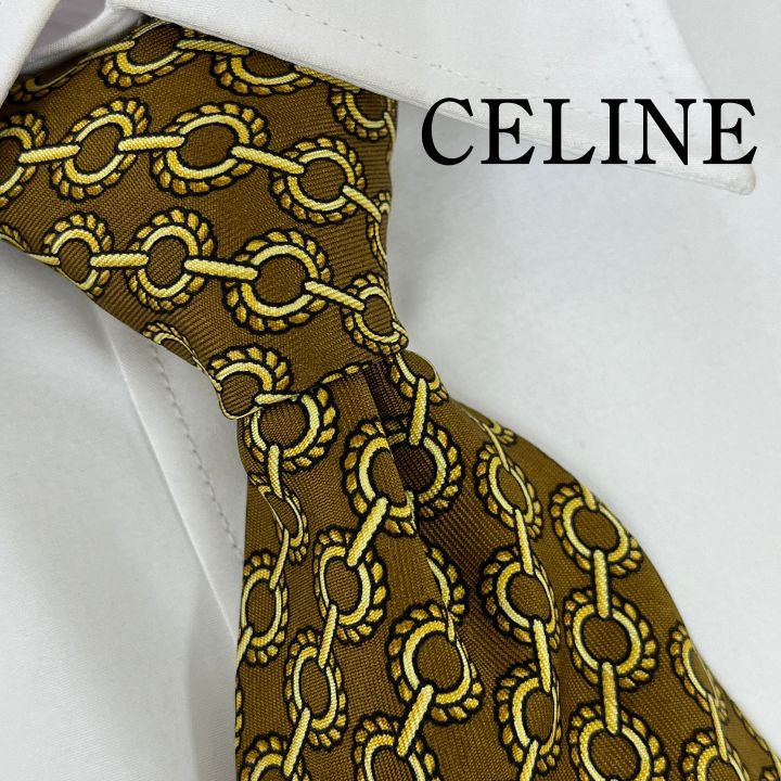 【美品】セリーヌCELINE ネクタイ ストライプ マカダム 剣先ブランドロゴ CELINE - CELINE セリーヌ ネクタイの通販 by フォロー割してい
