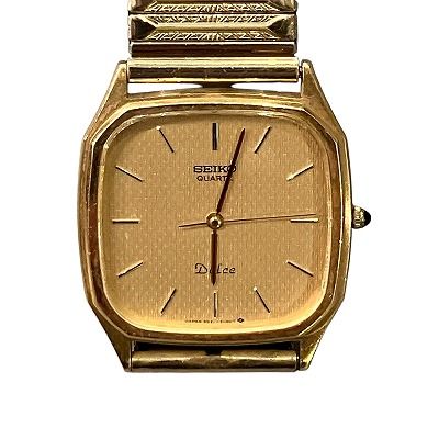 セイコー SEIKO DOLCE ドルチェ 9521 5190 14K 腕時計 クォーツ 伸縮性ベルト 動作確認済み 金 ゴールド