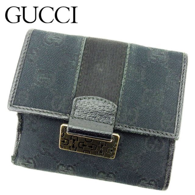 GUCCI グッチ 二つ折り財布 ホースビット GG柄 キャンバス×レザー グッチ Wホック 財布 二つ折り ホースビットプレート GG