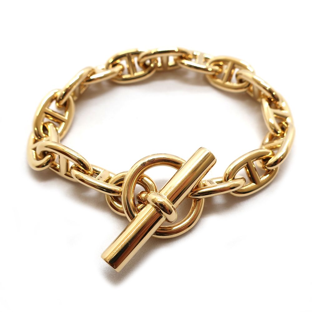 HERMES エルメス ミニシェーヌダンクル K18 3.9g 17cm ブレスレット ゴールド エルメス HERMES シェーヌダンクルミニパンクブレス K18ピンクゴールド