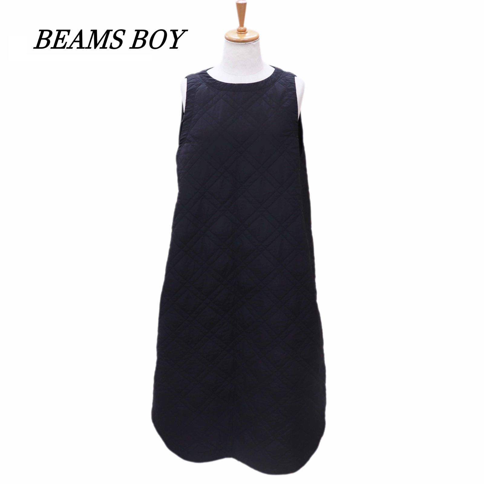 BEAMS BOY ビームスボーイ キルティングノースリーブワンピース ナイロン BLK - メルカリ