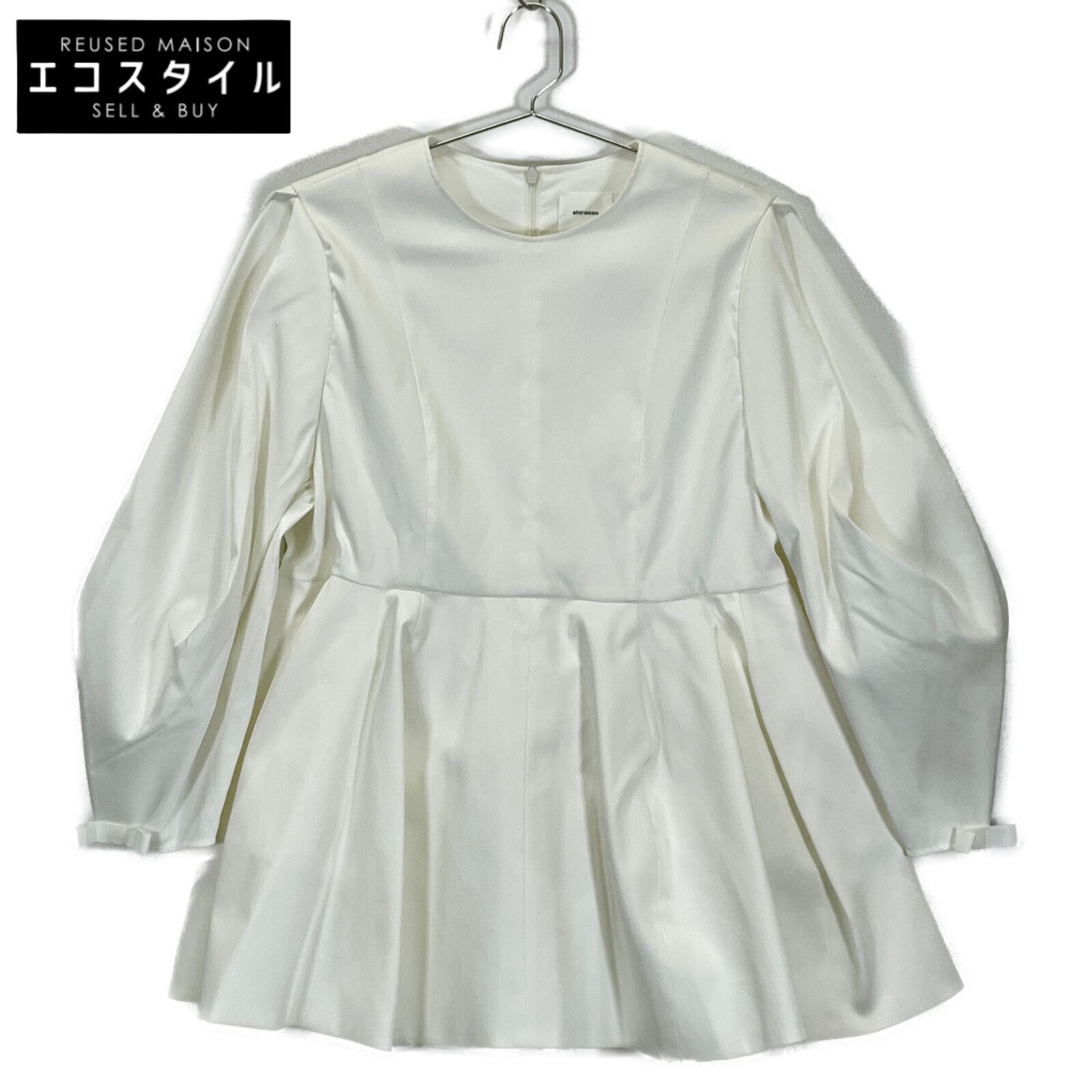 shirocon/yori/トップス/34/ポリエステル/WHT/無地/SC2221-016AW yori ヨリ 【Shirocon】SC2221-016AW-3 ﾎﾜｲﾄ ﾀﾞﾌﾞﾙｸﾛｽｻﾃﾝ