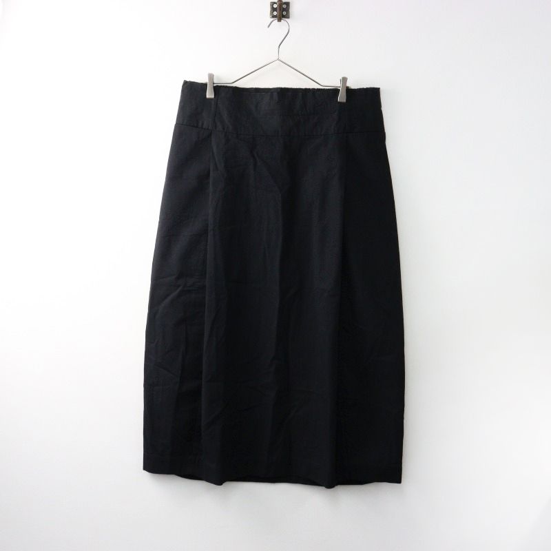 美品 えみおわす emiowasu タックロングスカート/ブラック コクーン  