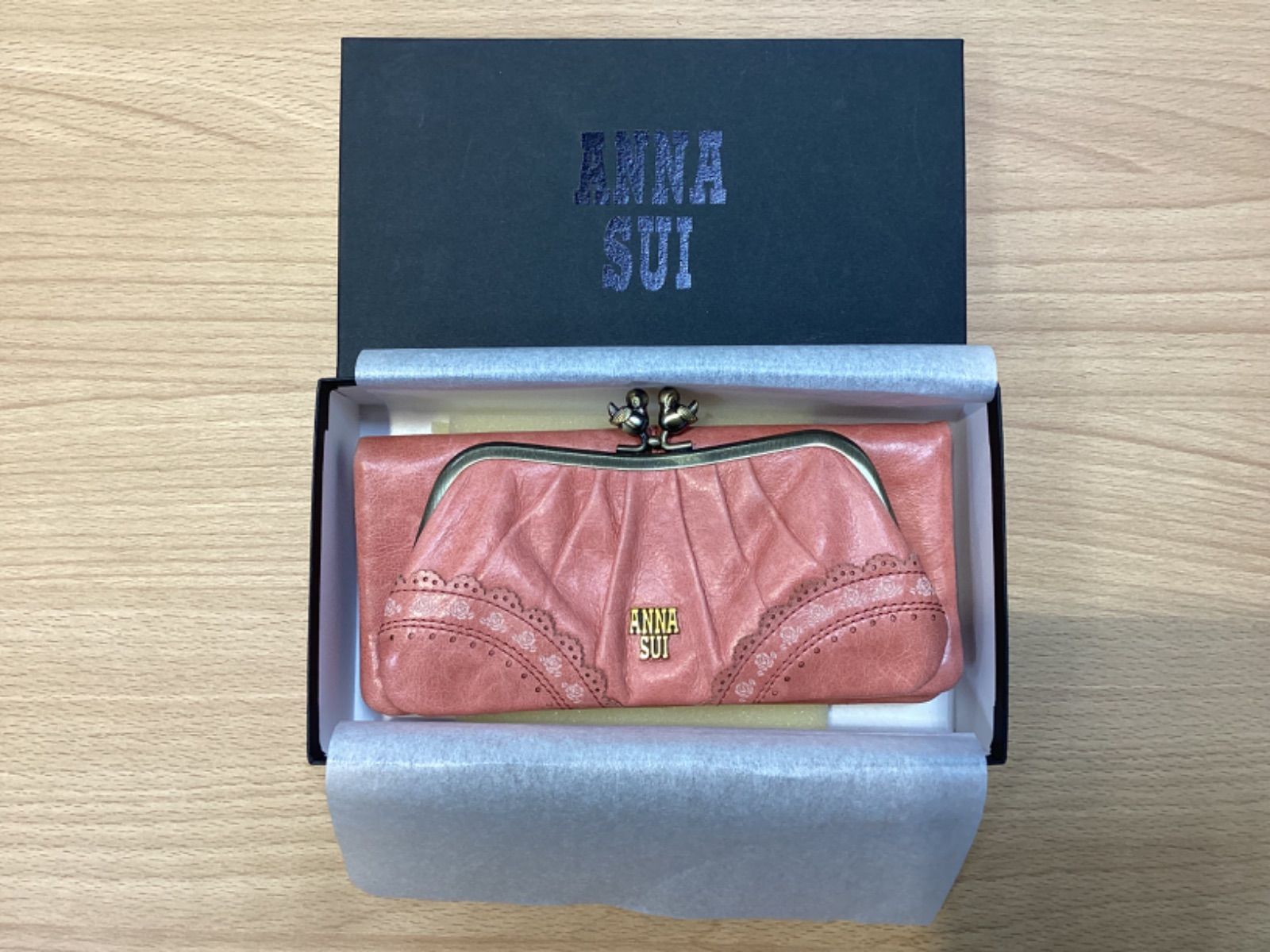 【新品未使用】ANNA SUI 財布 ローズガーデン 鳥 紫 がま口 アナスイ TA241 ANNA SUI アナスイ ローズガーデン 小鳥がま口長財布 ピンク