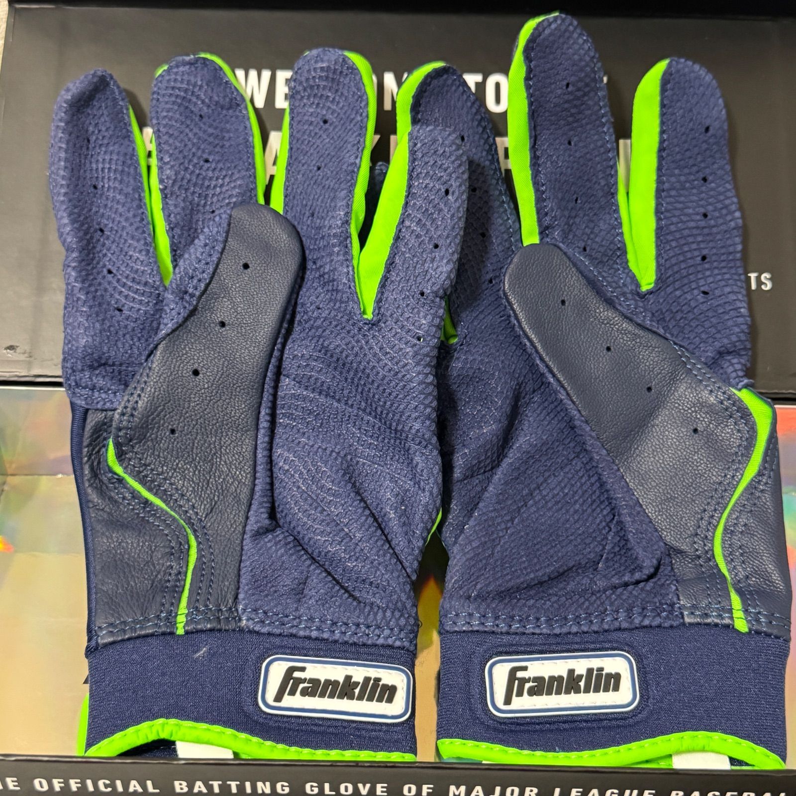  Franklin CFX Pro ネイビー ネオングリーン Mサイズ バッテ バッティング用手袋 手袋