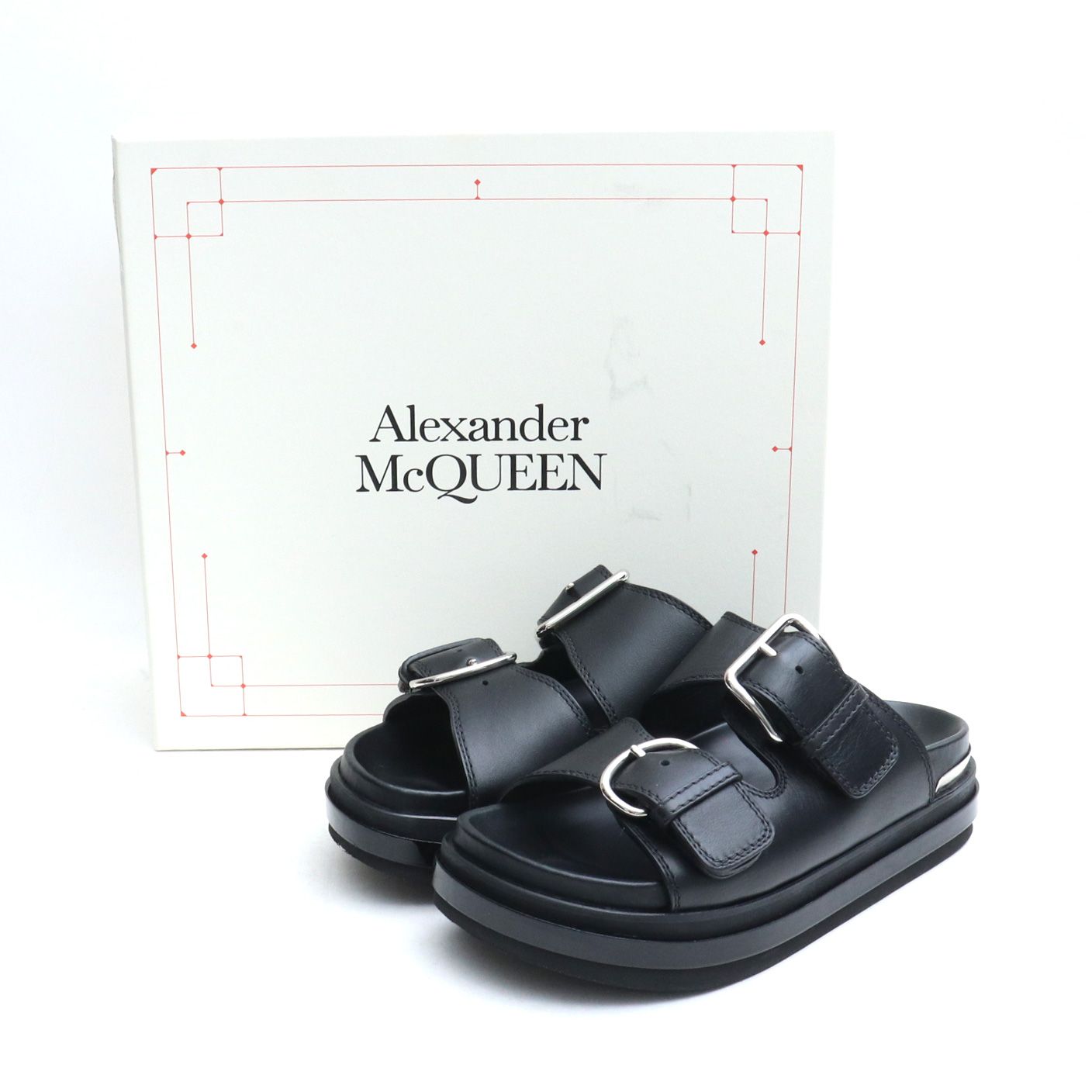 未使用 ALEXANDER MCQUEEN TROMPE Slides サンダル サイズ35 ブラック 