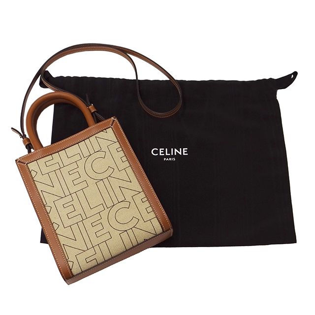 セリーヌ CELINE バッグ レディース ブランド ハンドバッグ ショルダーバッグ 2way キャンバス ミニバーティカルカバ ナチュラル ブラウン おしゃれ 小さめ コンパクト 可愛い おでかけ カジュアル