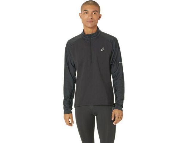 asics アシックス RUNNING WINDBLOCK HARFZIP グラファイトグレーxパフォーマンスブラック M 2011C895 20 | スポーツウェア スポーツ ウエア メンズ 長袖 トップス シャツ ハーフジップ フロントジッパー 