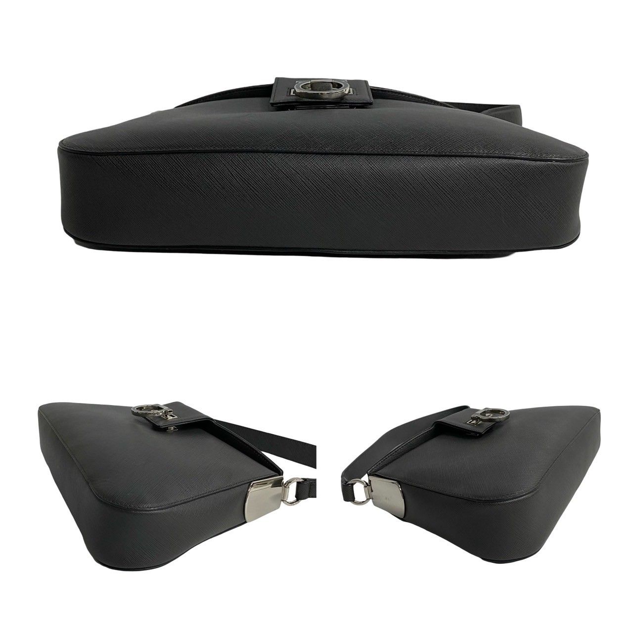 サルバトーレフェラガモ ガンチーニ金具レザー 肩掛けセミショルダーハンドバッグ ほぼ未使用 袋付き Salvatore Ferragamo サルヴァトーレ