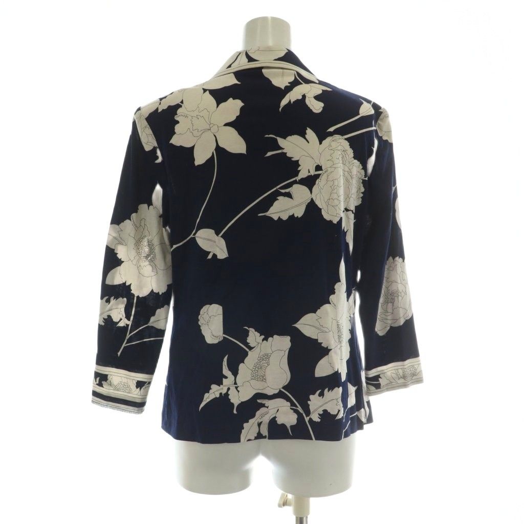 LEONARD レオナール シャツ シルク100% 金ボタン LEONARD #anc レオナール シャツ・ブラウス M 黒 マルチ 金