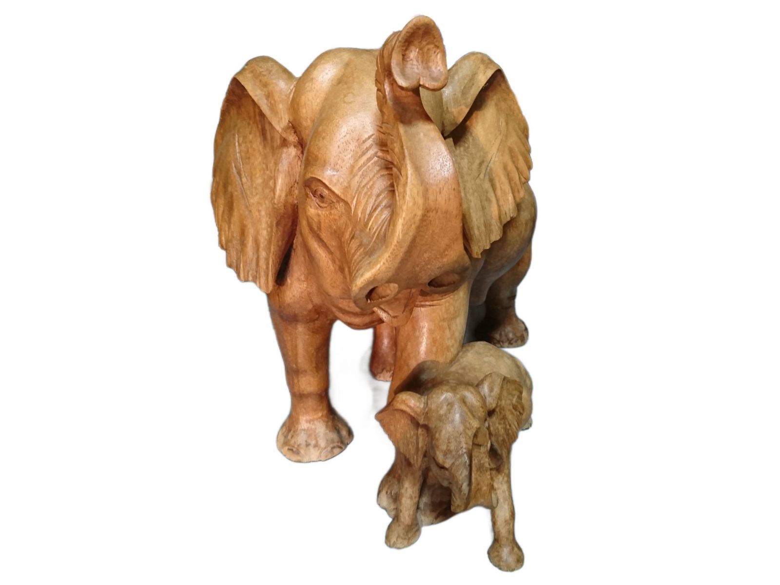 値下げしました！】木製象の彫刻置物 【店舗や自宅玄関に】 木製象の