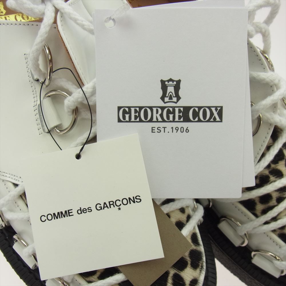 COMME des GARCONS HOMME PLUS コムデギャルソンオムプリュス PD-K123-001-24 GEORGE COX ジョージコックス レオパード柄 ハラコ ラバーソール シューズ ホワイト系 UK9【美品】【中古】