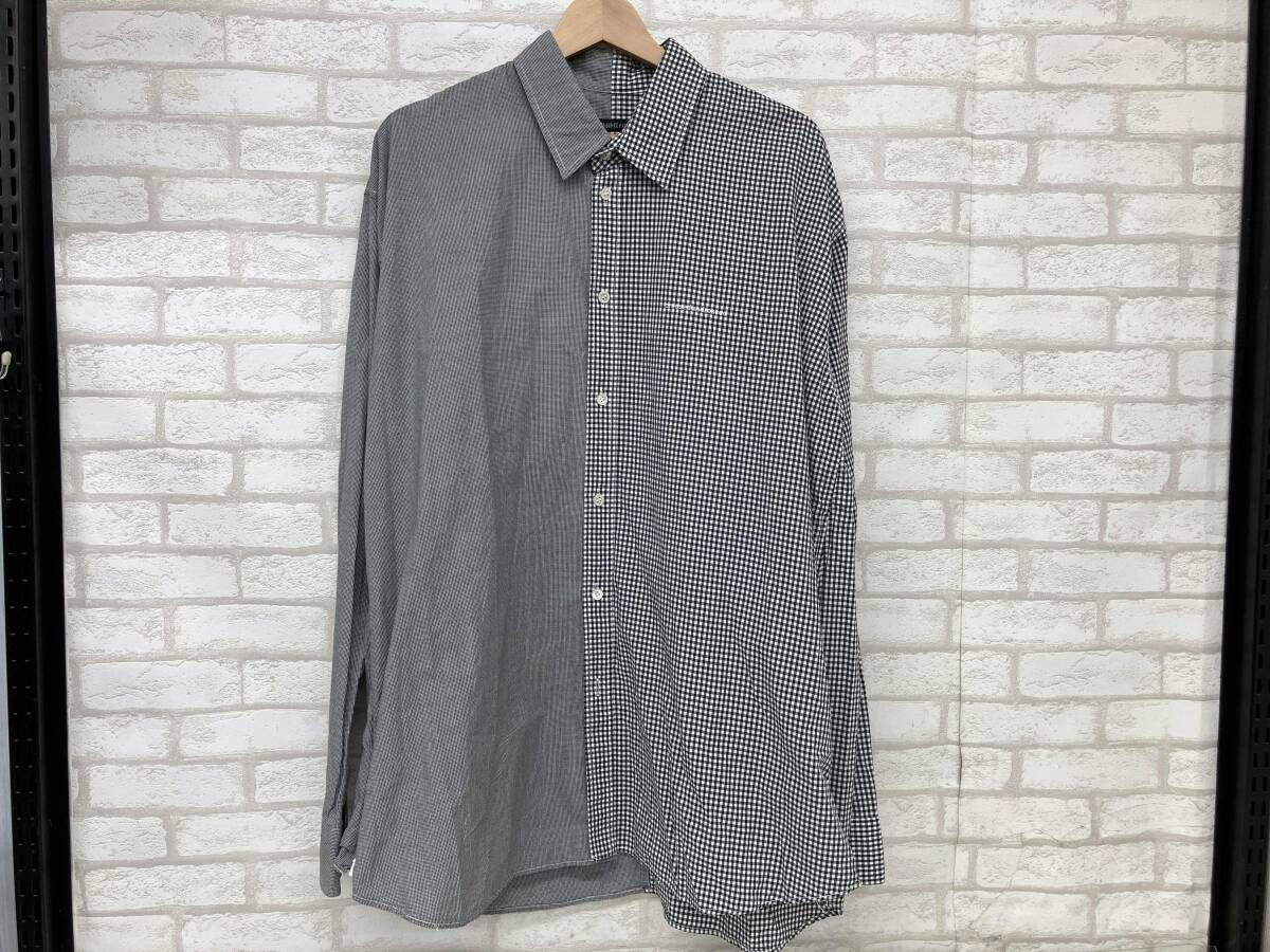 DRESSEDUNDRESSED DUW18104 ドレスドアンドレスド 長袖シャツ ギンガムチェック 切り替え ブラック メンズ サイズ4 日本製