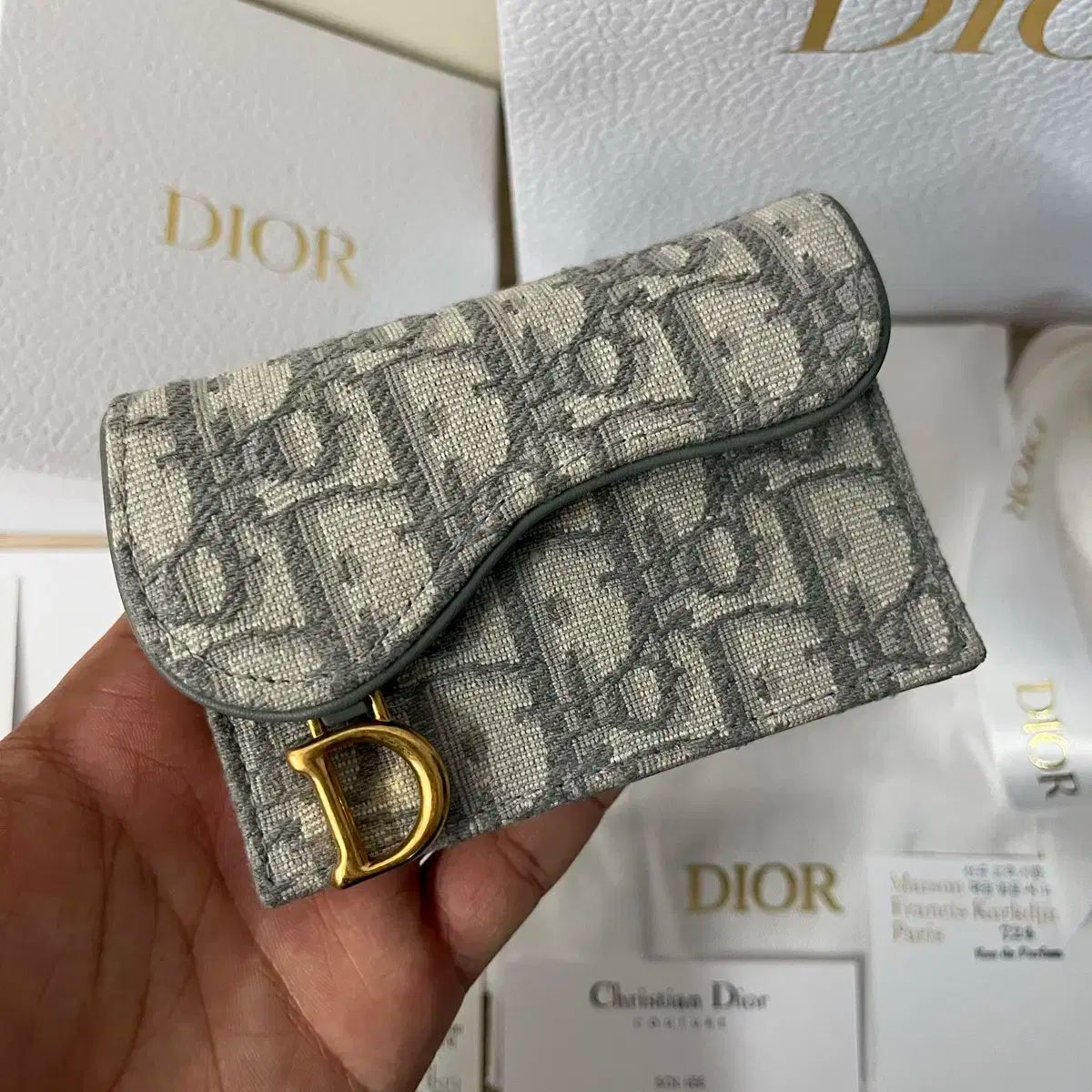 25SS | グレード Dior ディオール オブリーク サドルバッグ カードウォレット グレー
