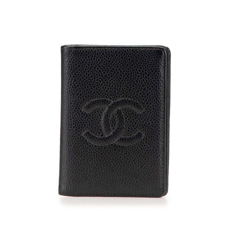 シャネル ココマーク カードケース パスケース ブラック キャビアスキン レディース CHANEL 1-0206392