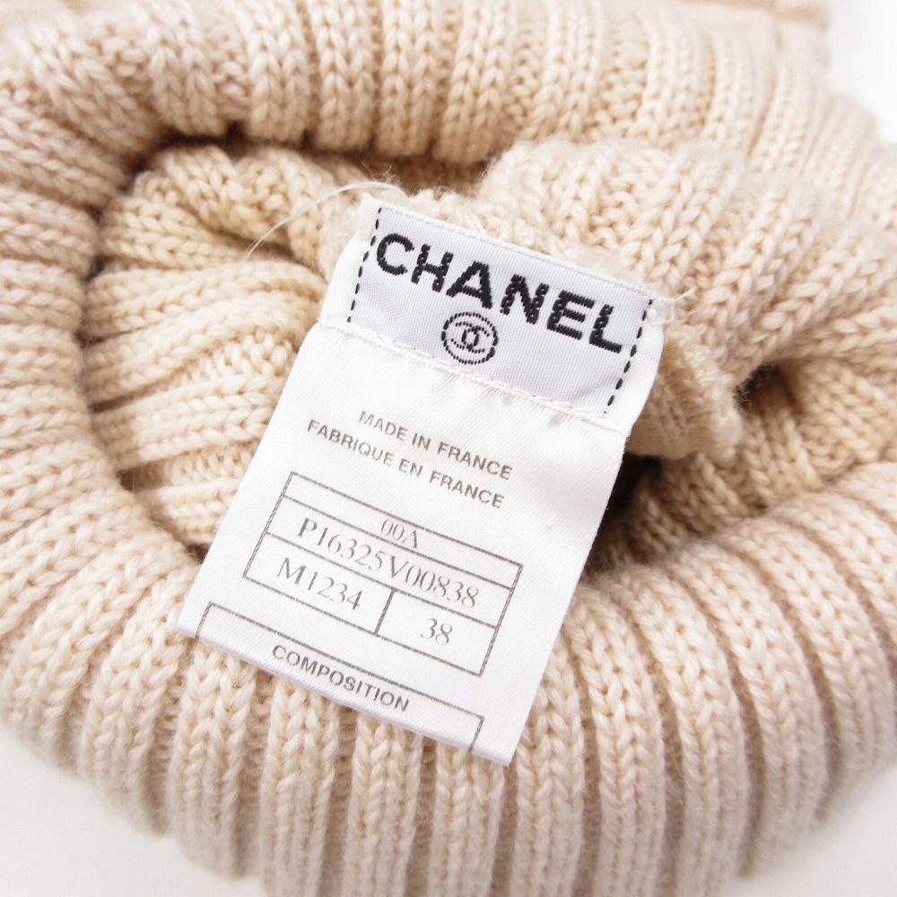 美品 Vintage CHANEL シャネル チョコバー ニット セーター タートルネック ココマーク 00A 38 M ベージュ系 レディース 【中古】 美品 Vintage CHANEL シャネル チョコバー ニット セーター