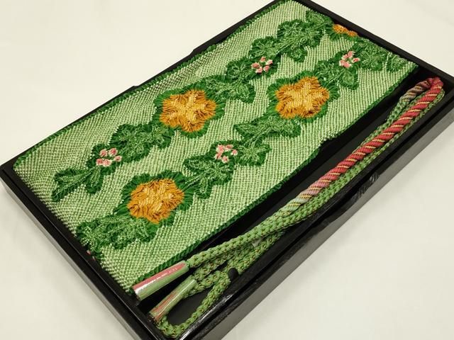 平和屋本店●和装小物 帯締め 帯揚げセット 振袖用 総絞り 枝垂れ花文 暈し 金糸 正絹 ♥ AABC4202ay