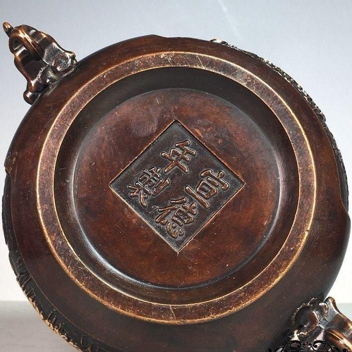 銅製 双肱の童蓮の葉蓮華香炉 香道具 装飾品 工芸品 美術品 置物