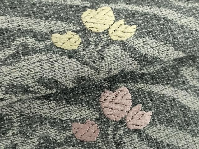 平和屋着物○六通柄袋帯 紬地 草花文 ラメ糸 三越扱い 正絹 逸品