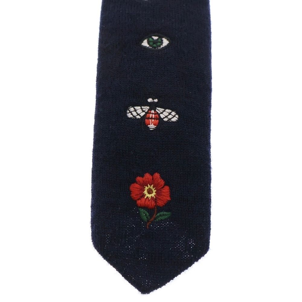GUCCI エンブロイダリー　ウールネクタイ GUCCI (グッチ) エンブロイダリー 刺繍 ニットタイ ネクタイ