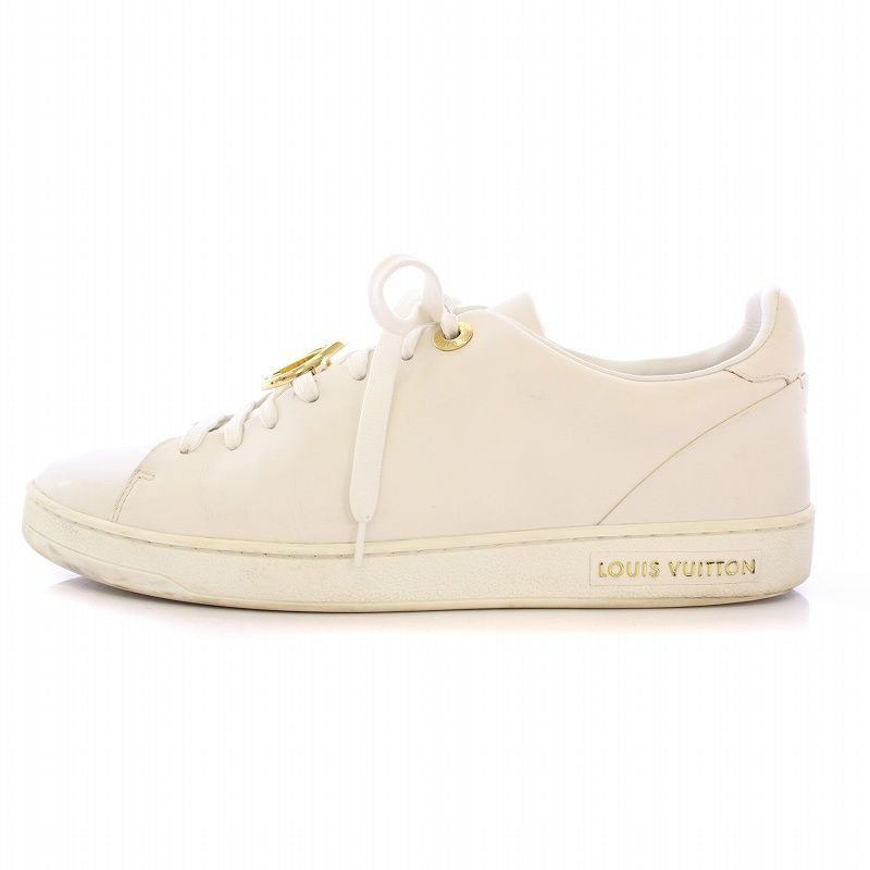 ルイヴィトン LOUIS VUITTON フロントローラインスニーカー シューズ ローカット 厚底 レザー ロゴ エンブレム 装飾 23.5cm 白 ホワイト |BB