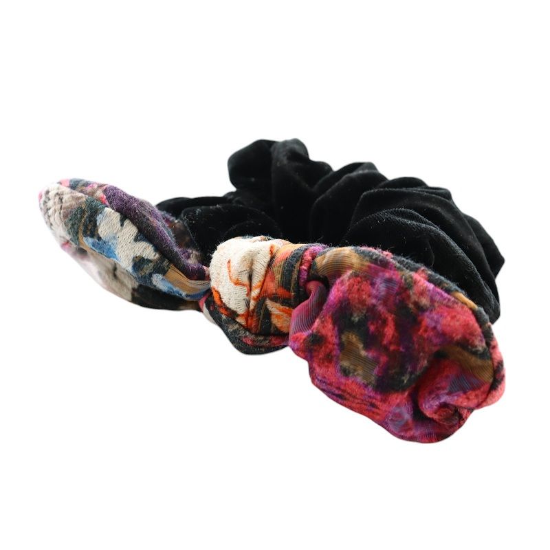 アッカ acca バニーシュシュ リボン 総柄 黒 ブラック ピンク /AQ ■OS