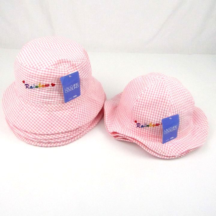 帽子 10点セット ハット ギンガムチェック ピンク UVケアクーリング クラレ 54-56cm まとめて 大量 キッズ 女の子用