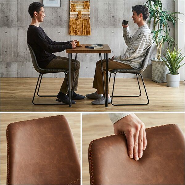 2人用 ダイニングテーブルセット カフェ風ダイニングテーブル 3点セット ダイニング3点セット ダイニングセット 2人掛け 2人用テーブル レザー調ダイニングチェア2脚セット テーブル幅75cm 奥行56cm 高さ73cm チェア幅47.5cm 奥行56cm MARWIL-DEMENAGEMENTS_CH