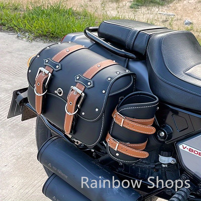サイドバッグ バイク用品 アウトドア アウトドア用品 ツーリング バイクサイド バッグ PU シートバッグ ブラック ツーリン