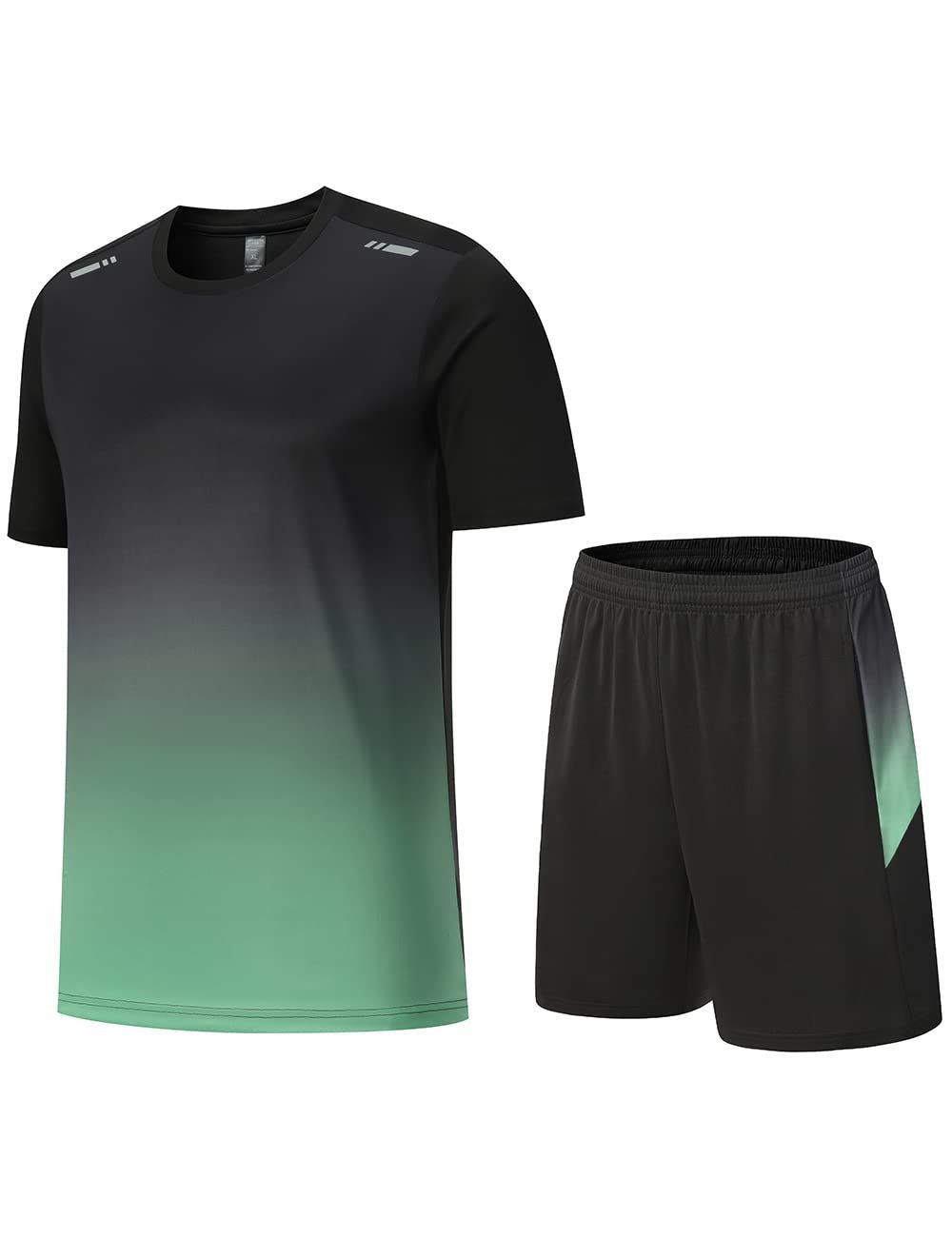 【特価商品】ランニングウェア トレーニングウェア ショートパンツ カジュアル 半袖tシャツ 薄手 上下セット 吸汗速乾 メンズ 無地 スポーツウェア 通気防臭夏 Leaves] 部屋着 [Wisdom 大きいサイズ