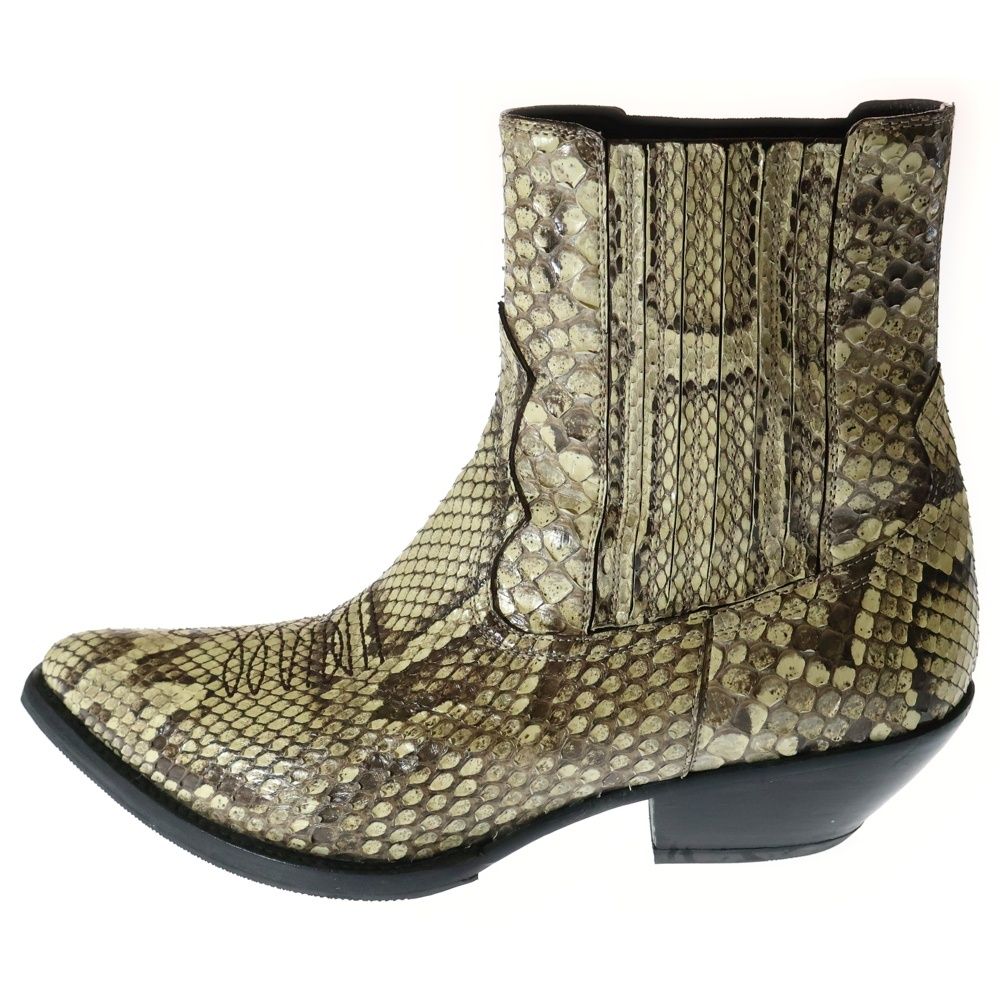 CELINE セリーヌ レオン シャイニーリアルパイソン チェルシーブーツ ベージュ
