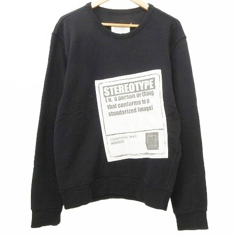メゾンマルジェラ Maison Margiela 18年 STEREOTYPE SWEATSHIRT ステレオタイプ スウェット シャツ トレーナー 裏毛 イタリア製 正規 44 黒 ブラック