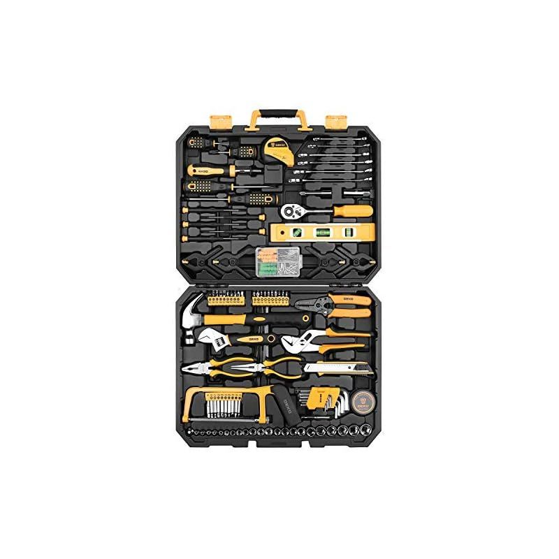 DEKO 168点 ホームツールセット 工具セット 家庭用 日曜大工 DIYセット 作業工具セット 家具の組み立て 住まいのメンテナンス用 修理道具セット 便利な収納ケース付き 0