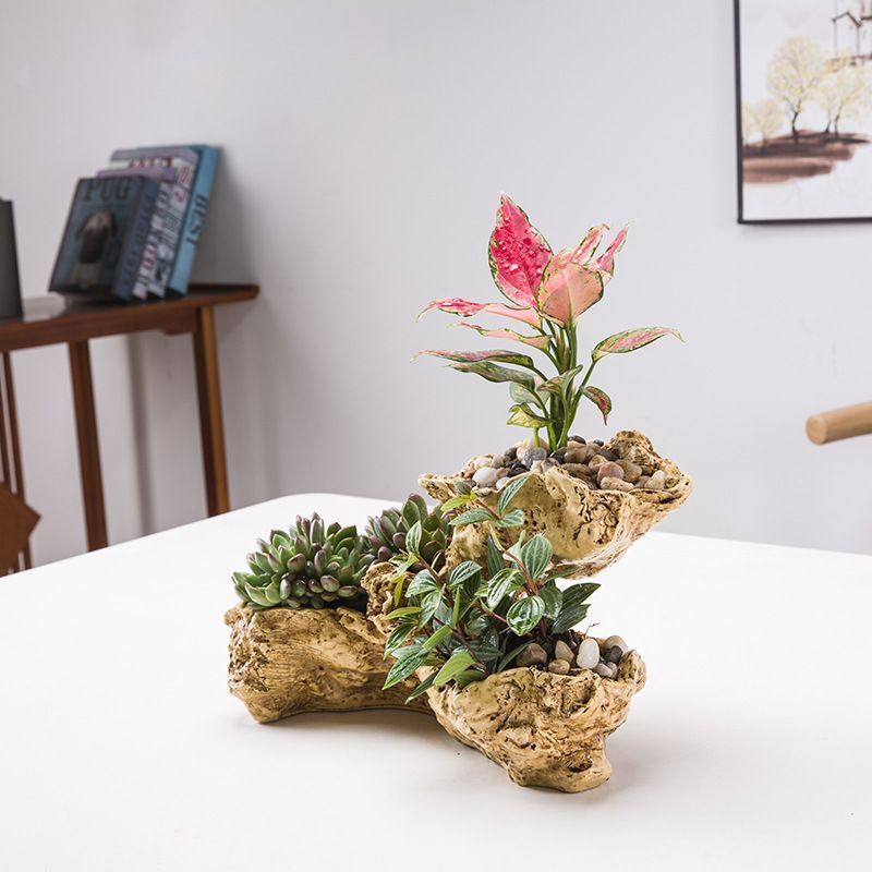 鉢 丸太調 装飾 植木鉢 多肉植物 寄せ植え かわいい フラワーポット ガーデンポット 観葉植物 屋内 プランター ガーデン おしゃれ 置物
