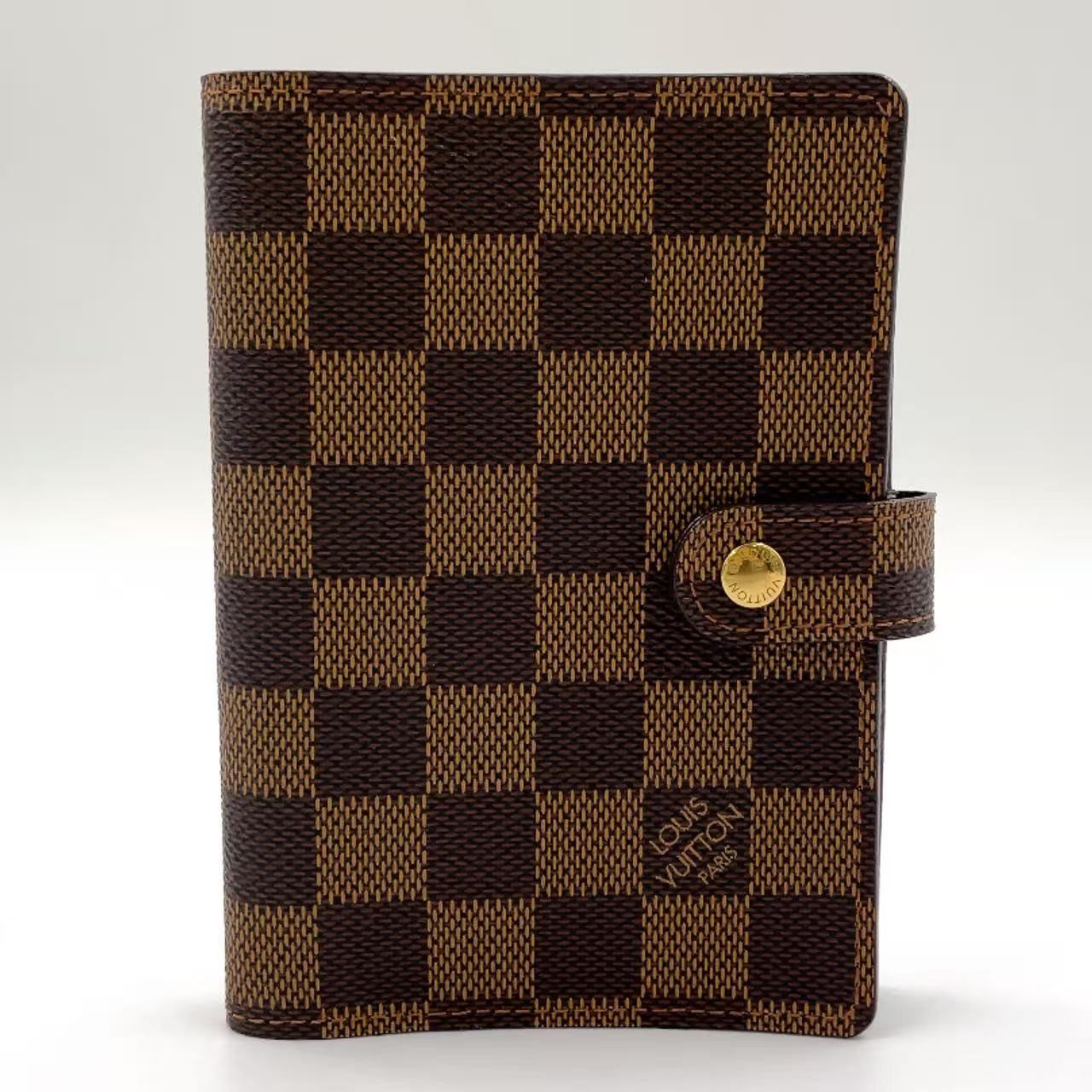 LOUIS VUITTON アジェンダPM ダミエ 手帳カバー システム手帳 ミニ6穴 PVC ブラウン 財布 小物 その他 ゴールド R20700