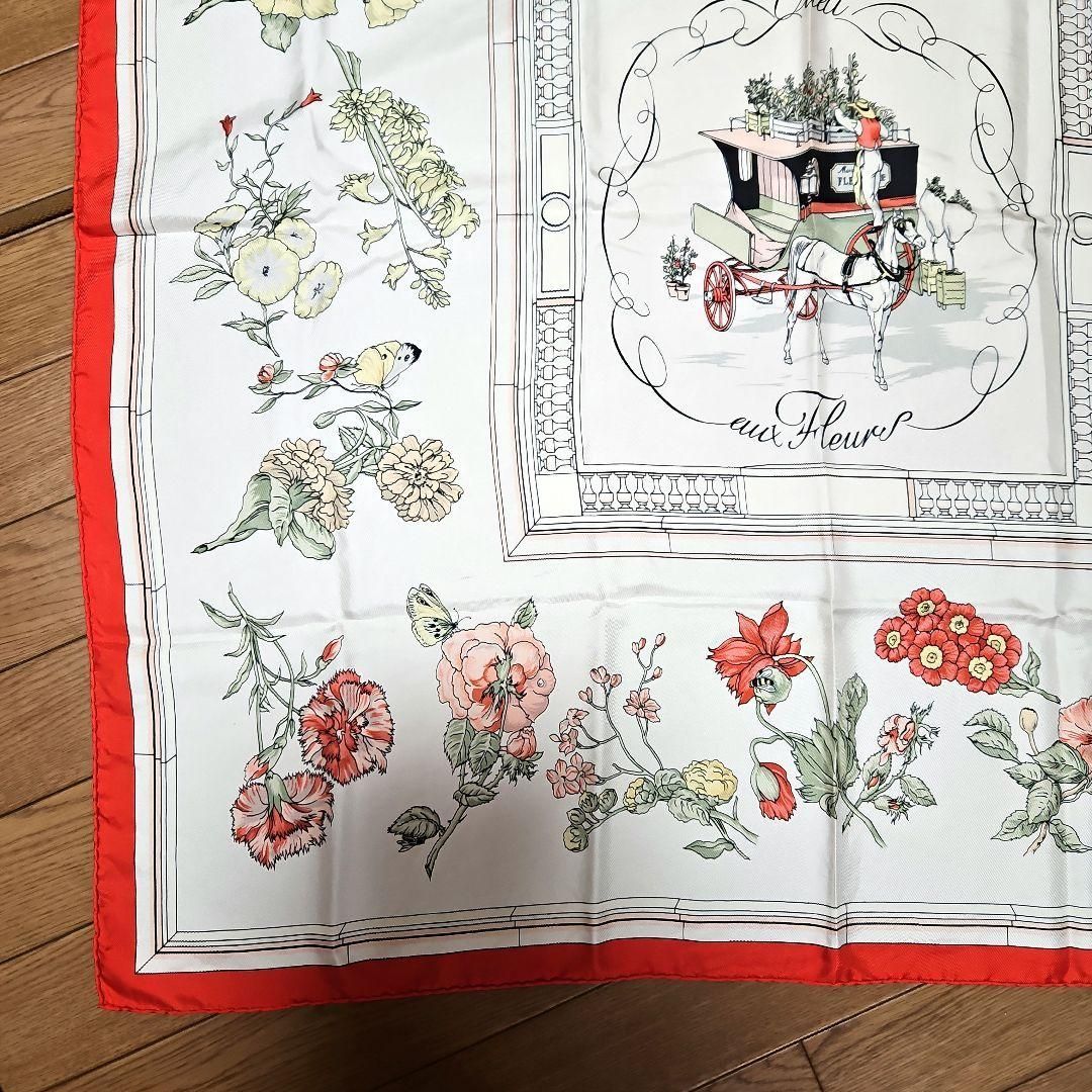 HERMES　エルメススカーフ　カレ90 花咲く河岸通り　シルク　絹 HERMES エルメス スカーフ カレ90 シルク 花咲く河岸通り Quai