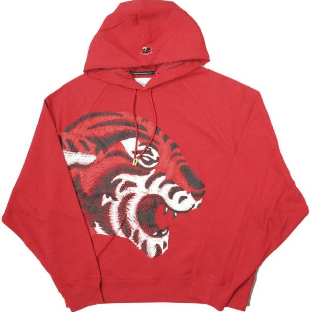 新品 Calvin klein Jeans カルバンクラインジーンズ CNY CAPSULE UNISEX TIGER HOODIE タイガープリント スウェットプルオーバーパーカー J400120 L RED オーバーサイズ トップス g13435