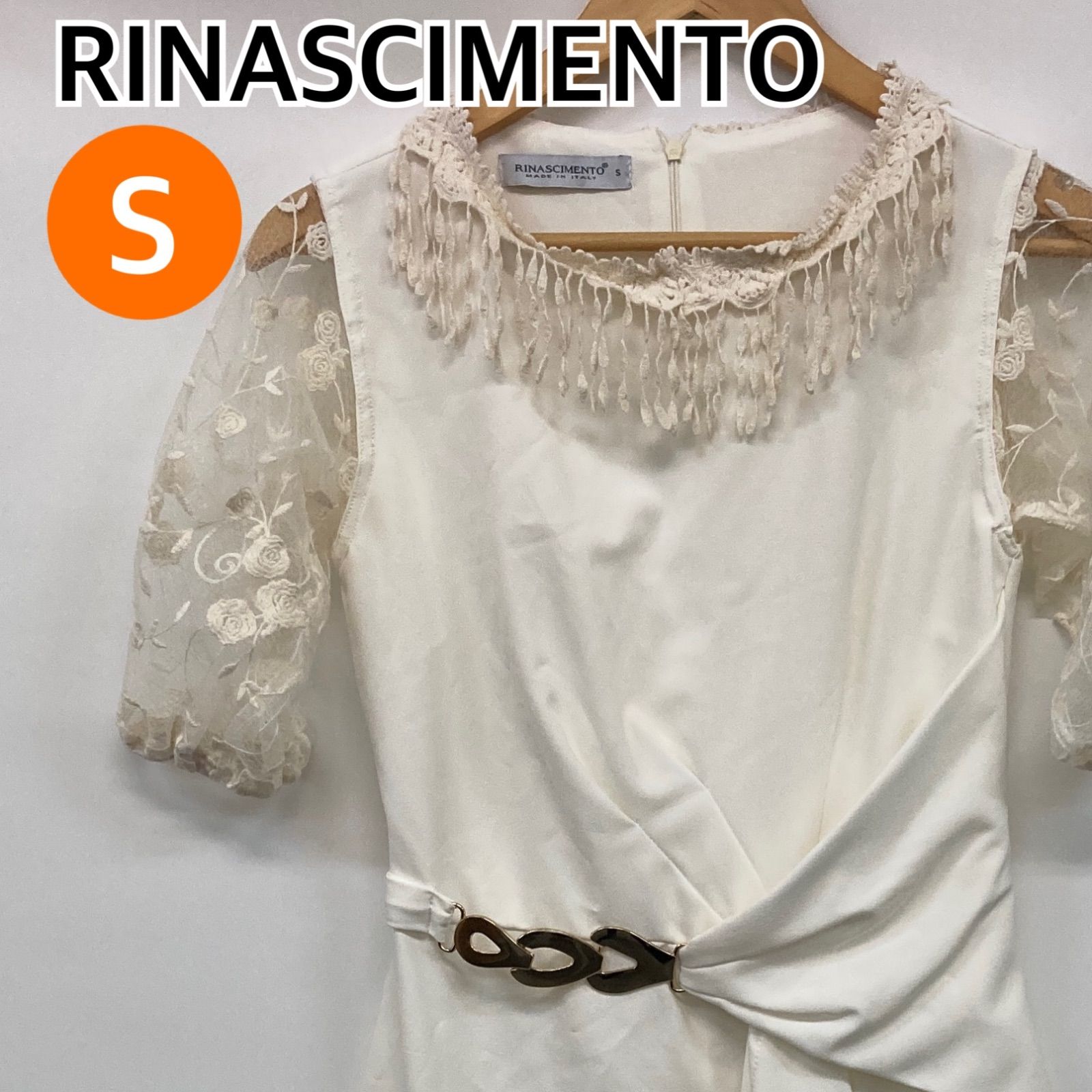 RINASCIMENTO リナシメント ひざ丈ワンピース 半袖 ミニドレス 刺繍 