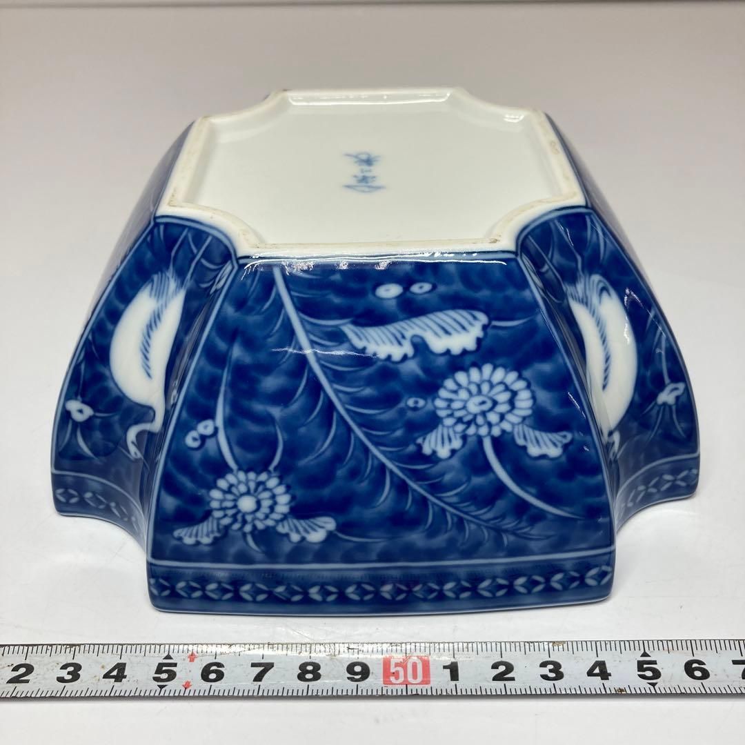 深川製 染付鷺図角鉢 横幅19.2㎝ 東Y5-1030② - メルカリ