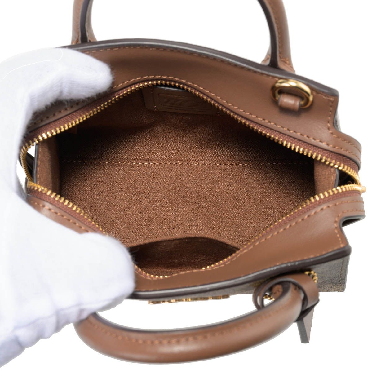 新品 コーチ COACH ショルダーバッグ ミニ キャリーオール カーキ/チョーク 新品 コーチ COACH ショルダーバッグ ミニ キャリーオール カーキ