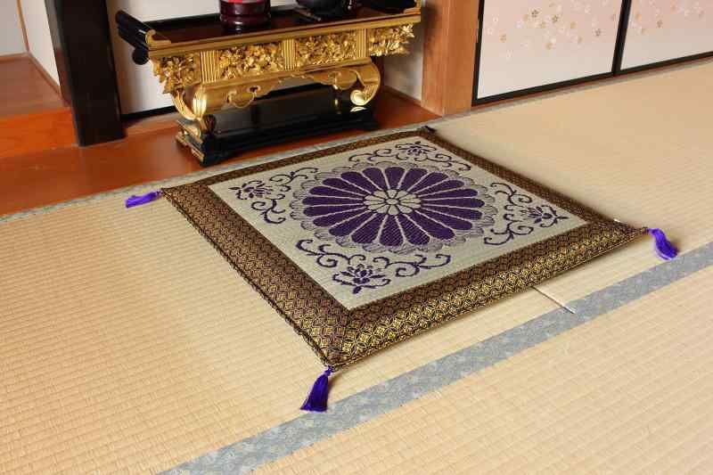 イケヒコ い草 御前 仏前 座布団 国産 袋織 三千院 約サイズ 70×70cm 3109209 ゴールド