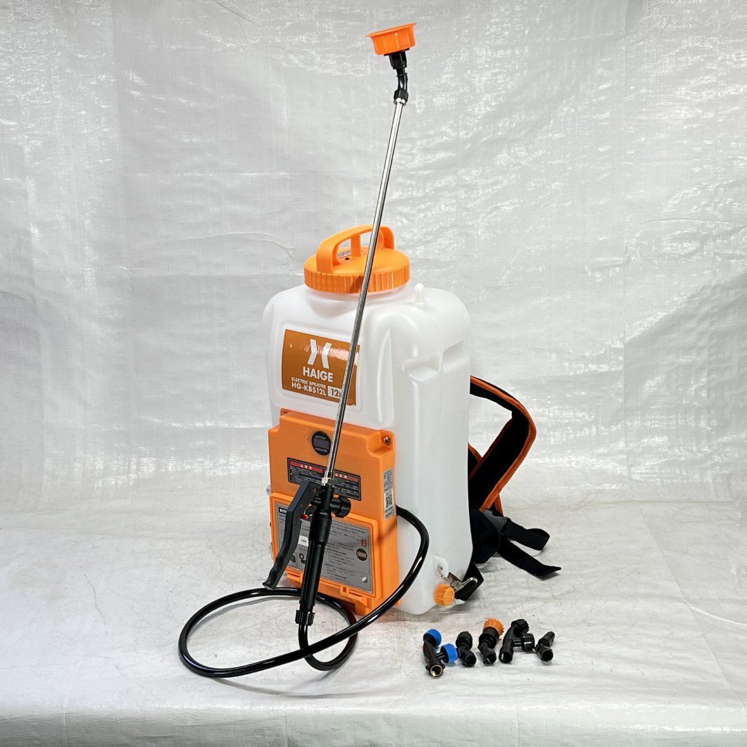 シーズン商品 充電式 電動噴霧器 12L 背負い式 バッテリー式 ノズル6種付 HG-KBS12L イエロー 349-2