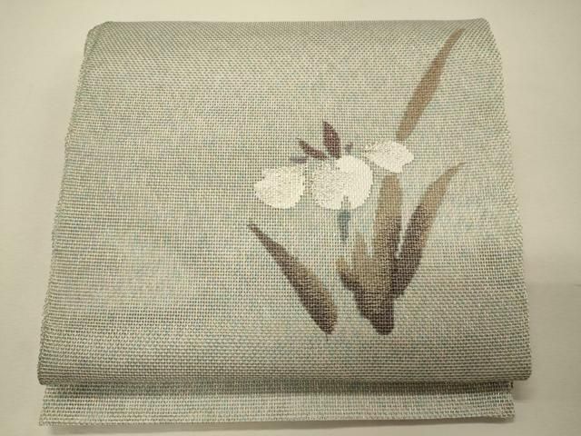 平和屋着物＊夏物 太鼓柄袋帯 草花文 銀糸 正絹 逸品 CAAW8981oy