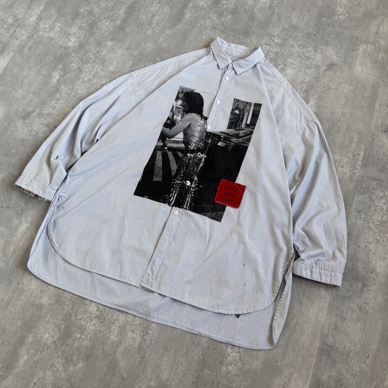 guernika ゲルニカ I HATE WHO I AM フォトプリント オーバーサイズストライプシャツ Fサイズ