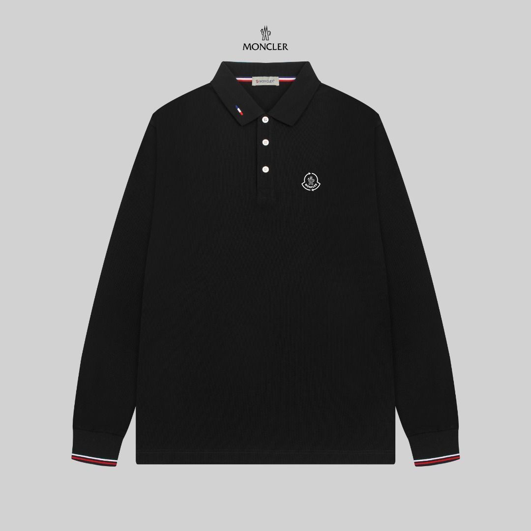 Moncler 黒 ポロシャツ ロゴ入り ブラック ポロシャツ : Tシャツ＆ポロシャツ 向けの メンズ