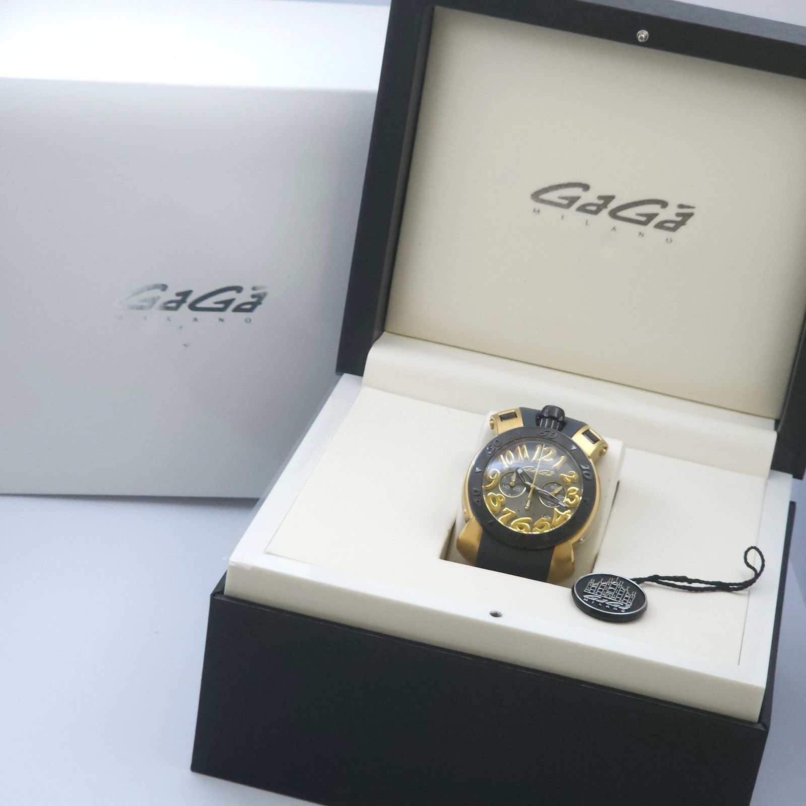 ☆良品 GaGa MILANO ガガミラノ 8014 クロノグラフ QZ 動作品