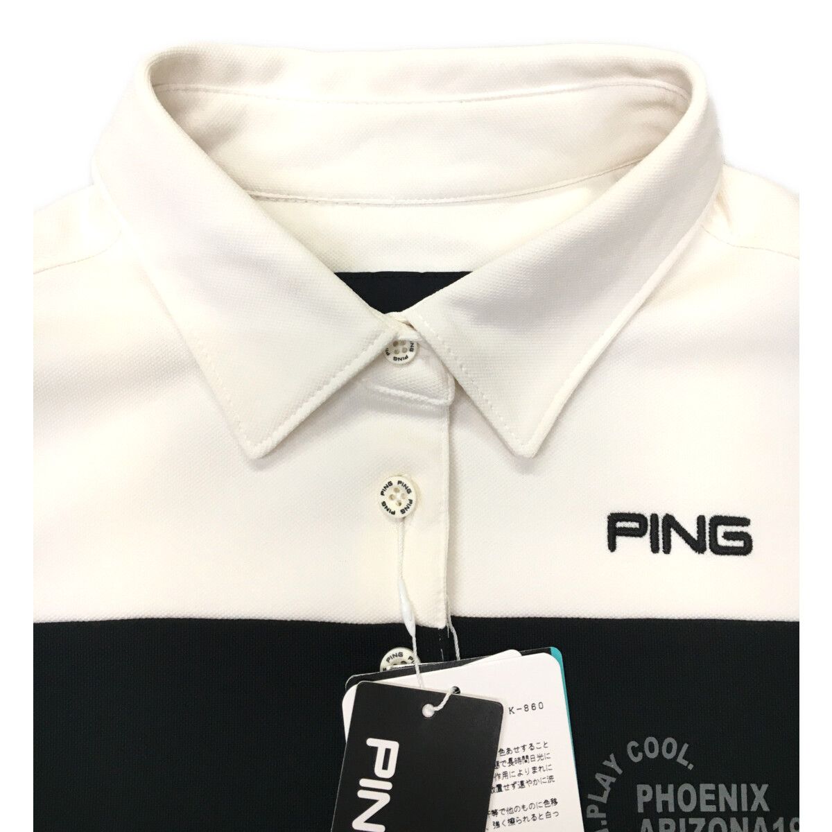 PING - coco 未使用品 ピン PING レディース 半袖ポロシャツ M 白×黒 ホワイト バイカラー 2023年モデル 未使用品 レディース ピン PING 半袖ポロシャツ M 白×黒