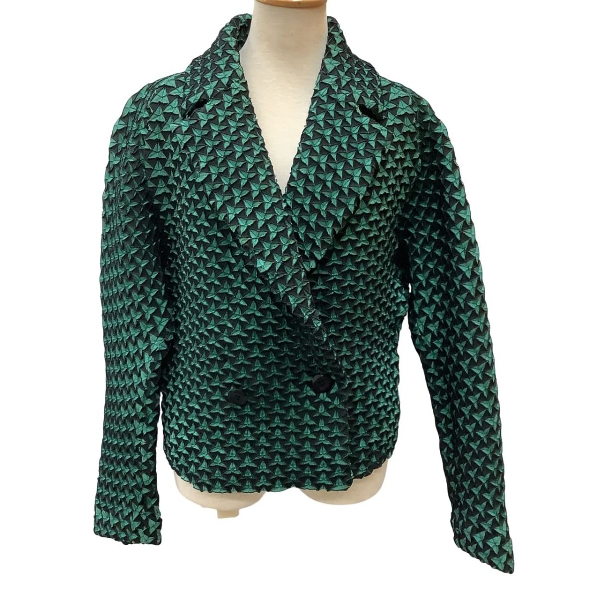 ♪♪ISSEY MIYAKE イッセイミヤケ 3Dスチーム ダブルB ジャケット SIZE 2 IM54FD508 グリーン